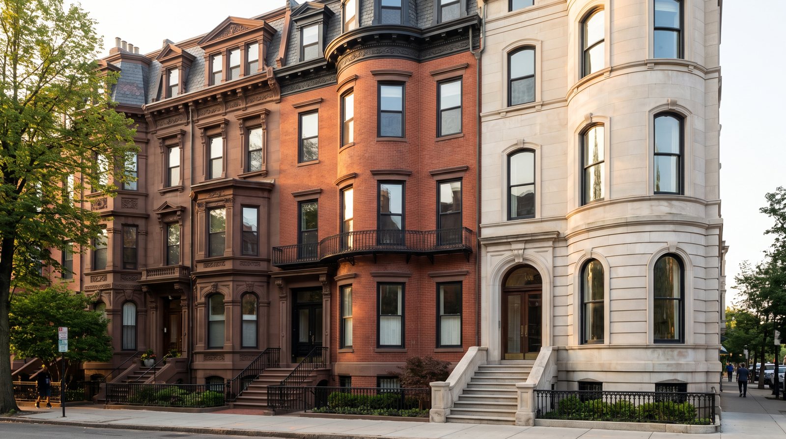 Brownstone facades in Back Bay