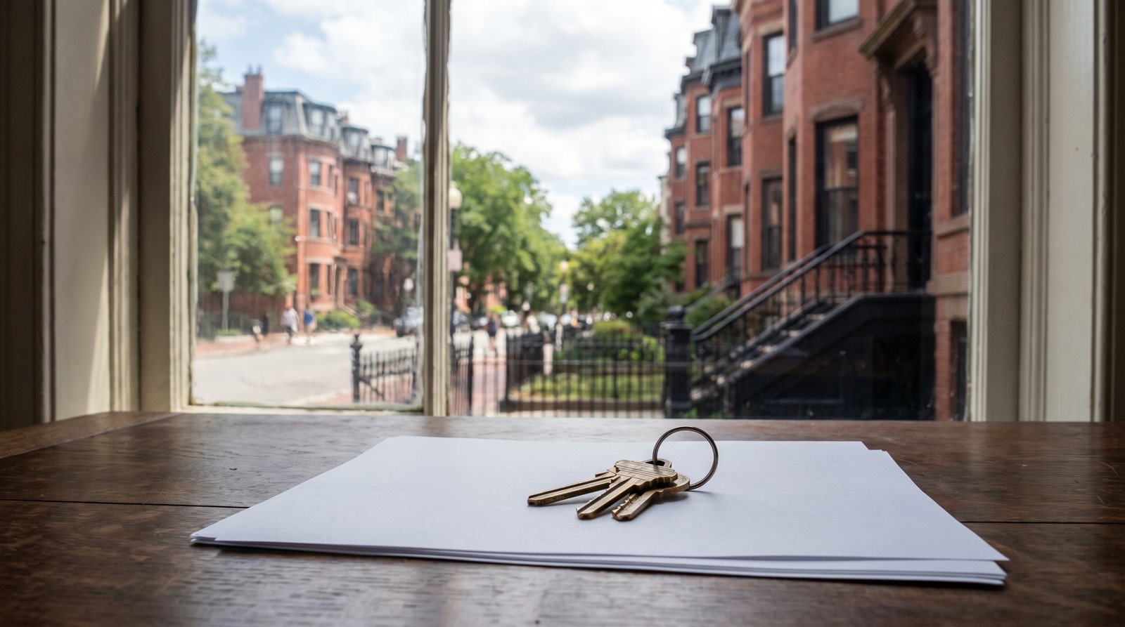 House keys on a table at a closing