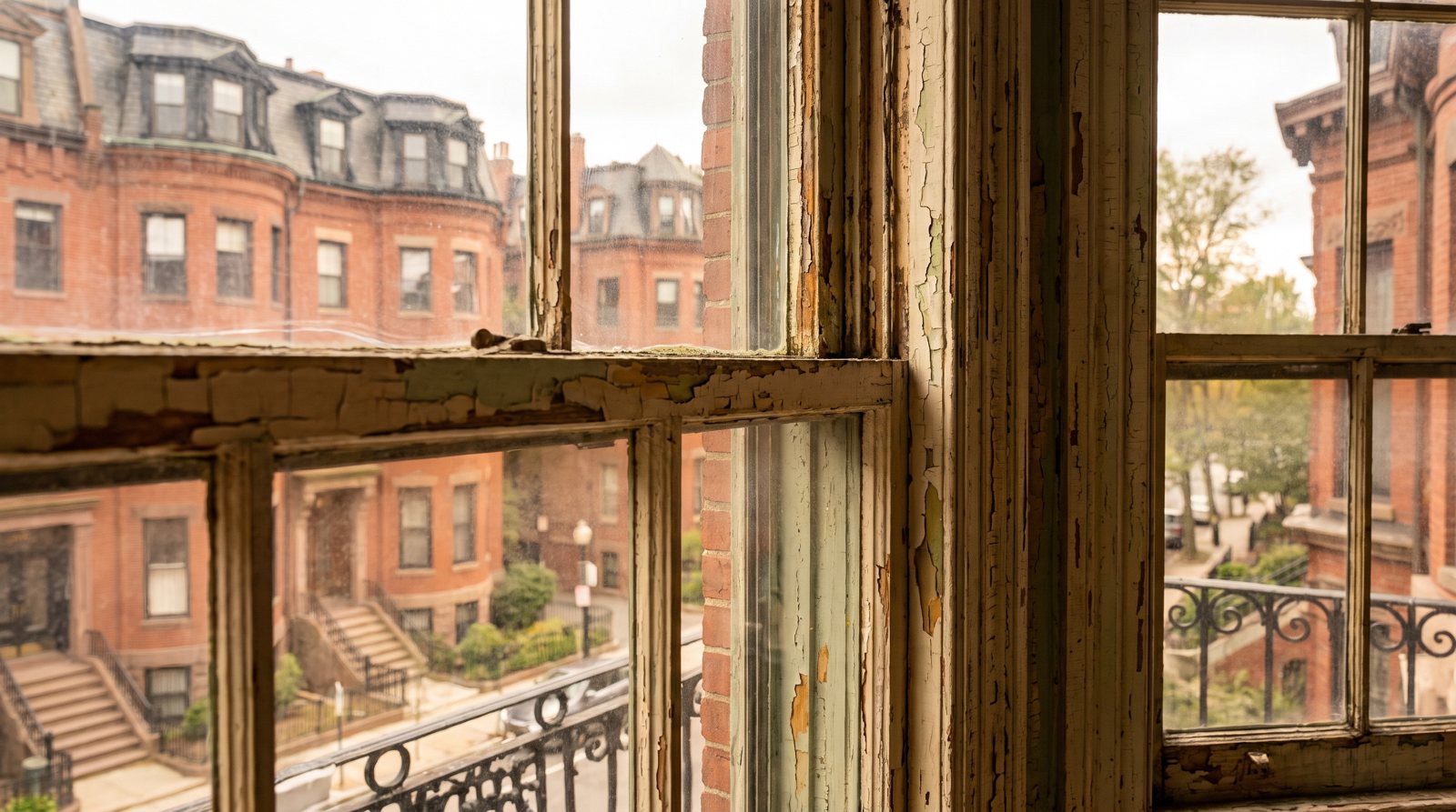 Original painted window trim in an older home